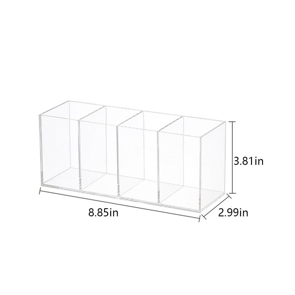 Hộp Đựng Bút Bằng Acrylic Trong Suốt 4 Ngăn Hình Chữ Nhật Tiện Dụng