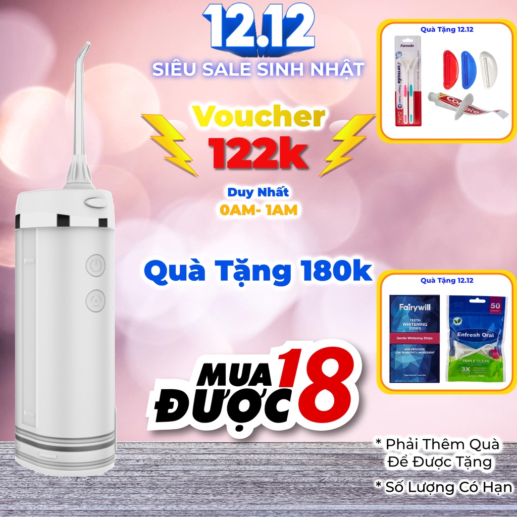 Tăm nước cầm tay H2ofloss HF-10 2022 ( HF6 mini). Bản nâng cấp với sạc Type C tiện lợi