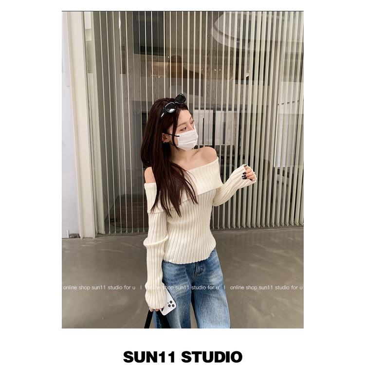 One Áo Sweater Tay Dài Hở Vai Thời Trang Mùa Thu 2022 Dành Cho Nữ Pu