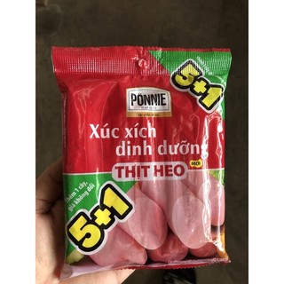 Xúc xích thịt heo Ponnie gói nhỏ 5 cây 105g,gói to 6 cái 210g