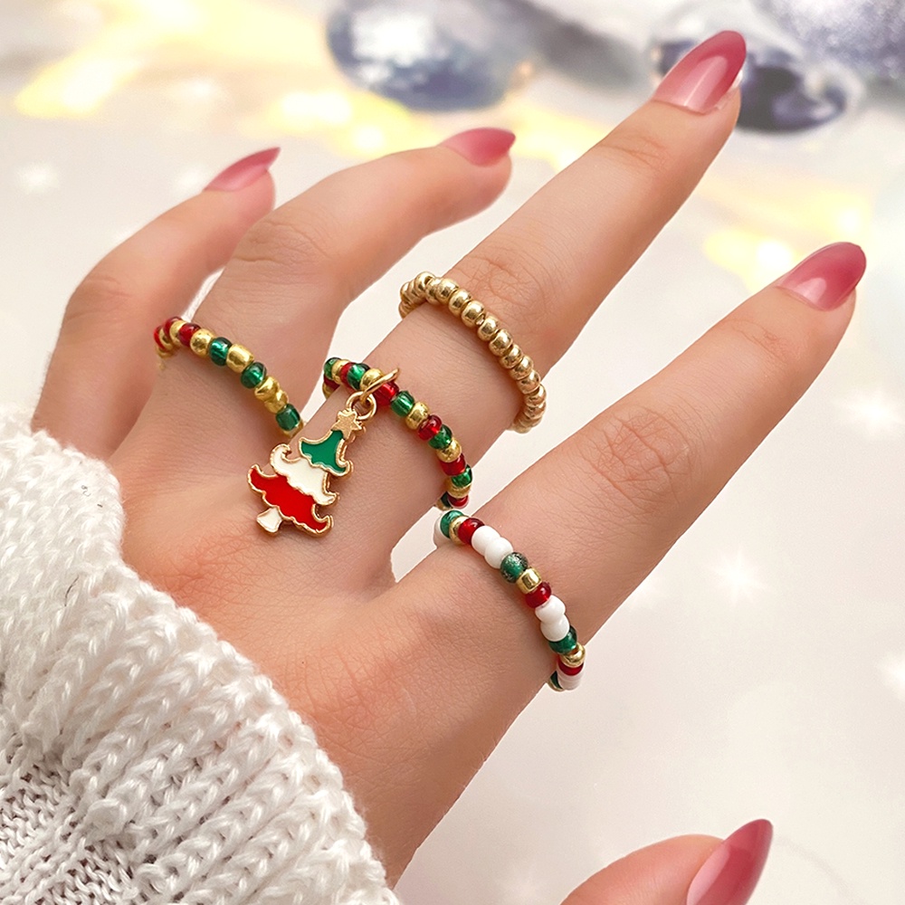 Set 4 Nhẫn Phong Cách Giáng Sinh Năm Mới Cho Nữ