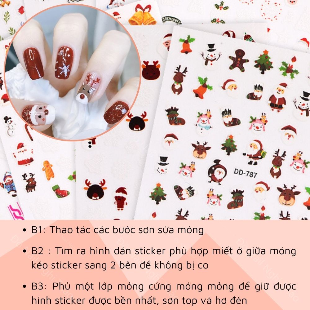 Sticker nail noel giáng sinh JELIVA trang trí móng