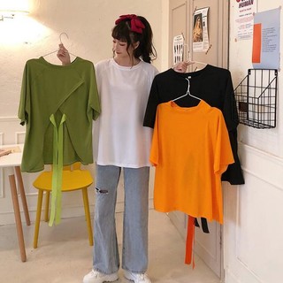 [Plus Size] (40-150kg) Áo Thun Nữ Tay Ngắn Thắt Nơ