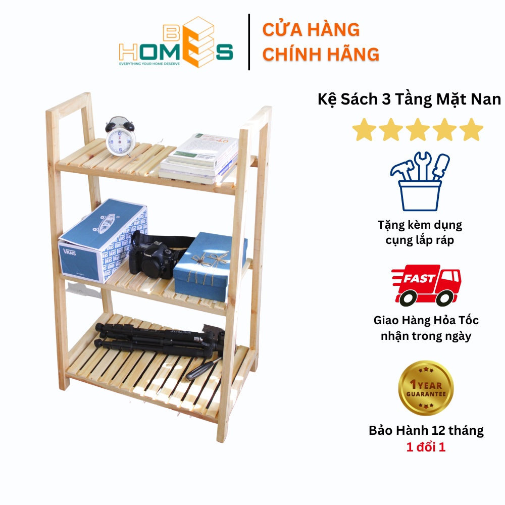 Kệ sách Behomes 3 tầng mặt nan