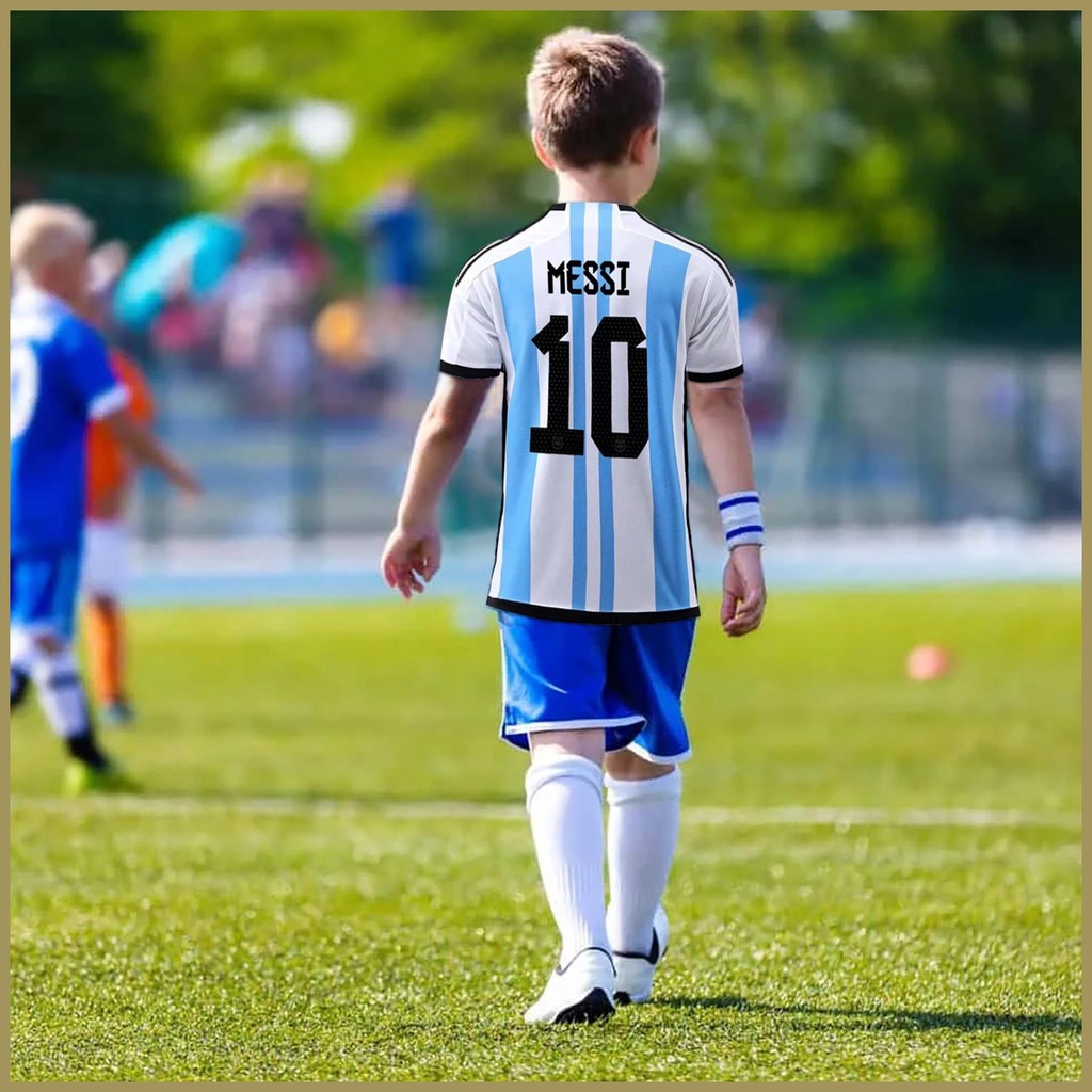 Bộ Quần Áo Số 10 Messi Jersey 2022 World-cup Champion Argentina Cho Bé paca3vn