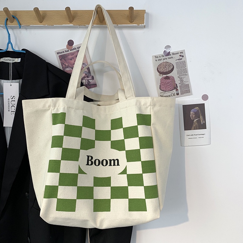 Túi vải Sức Chứa Lớn In Họa Tiết Đơn Giản Phong Cách Hàn Quốc Cho Nữ