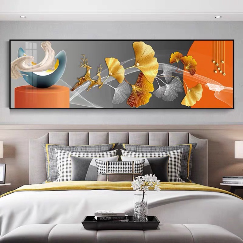 Tranh Treo Tường Phòng Ngủ đầu Giường Khách Sạn Nhà nghỉ Khách Hươu Nai Rẻ Quạt Thiên Nga tráng gương Decor