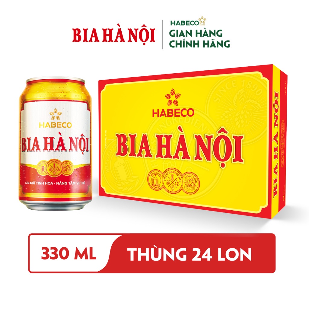 Thùng 24 lon Bia Hà Nội - HABECO (330ml/lon)