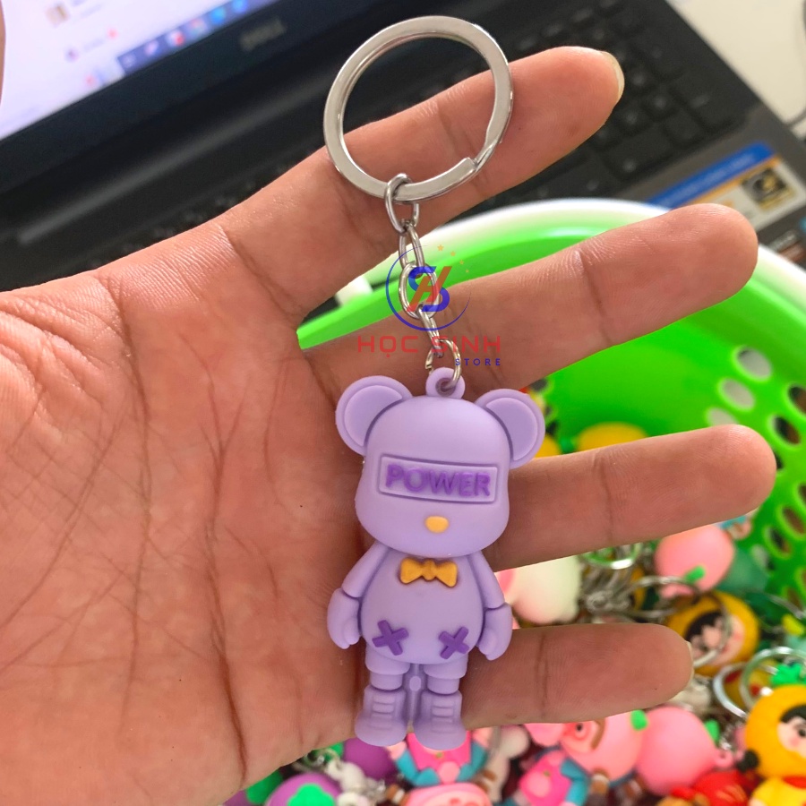Móc khóa hoạt hình 3D dễ thương, nhiều mẫu, nhựa dẻo có quai kim loại