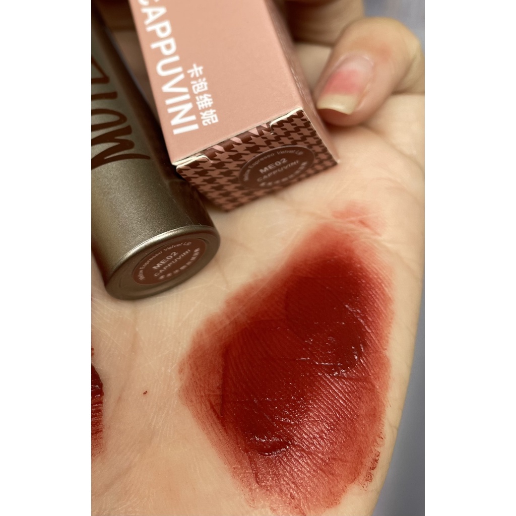 Son kem Cafe CAPPUVINI mềm mịn căng mọng môi Mellow Espresso Velvet Lip Tint Coffee