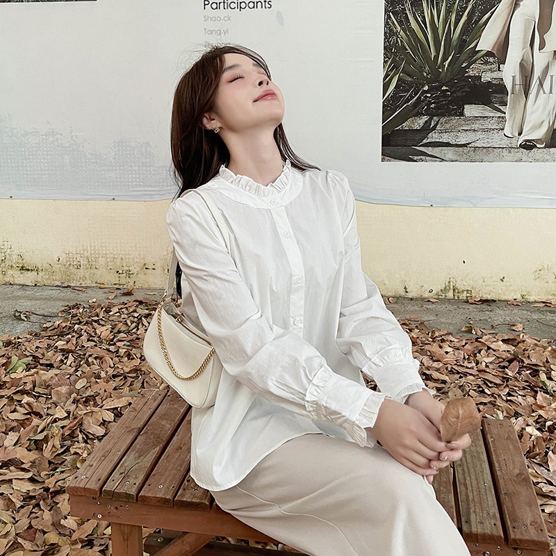 Áo Khoác Ngoài Dáng Rộng Tay Dài Và Bông Tai Thời Trang Cho Nữ