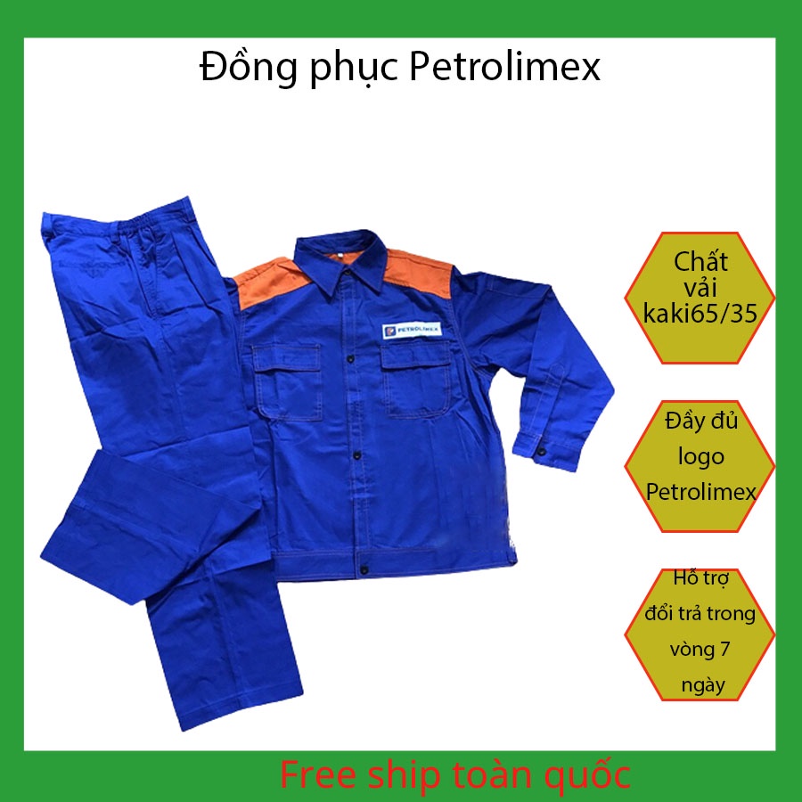 Đồng phục petrolimex quần áo petrolimex nam nữ vải 65/35 xanh phối cam tiêu chuẩn Nsafe