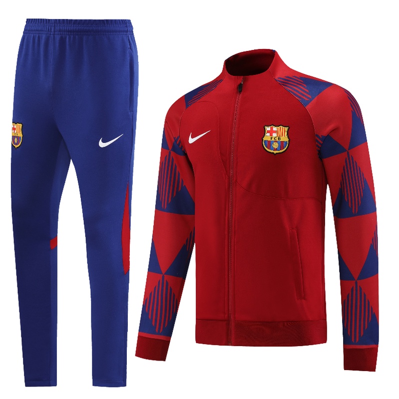 Bộ Quần Áo Bóng Đá Dài Tay Có Khóa Kéo Màu Đỏ Đội Tuyển Barcelona Mùa Giải 2022-23