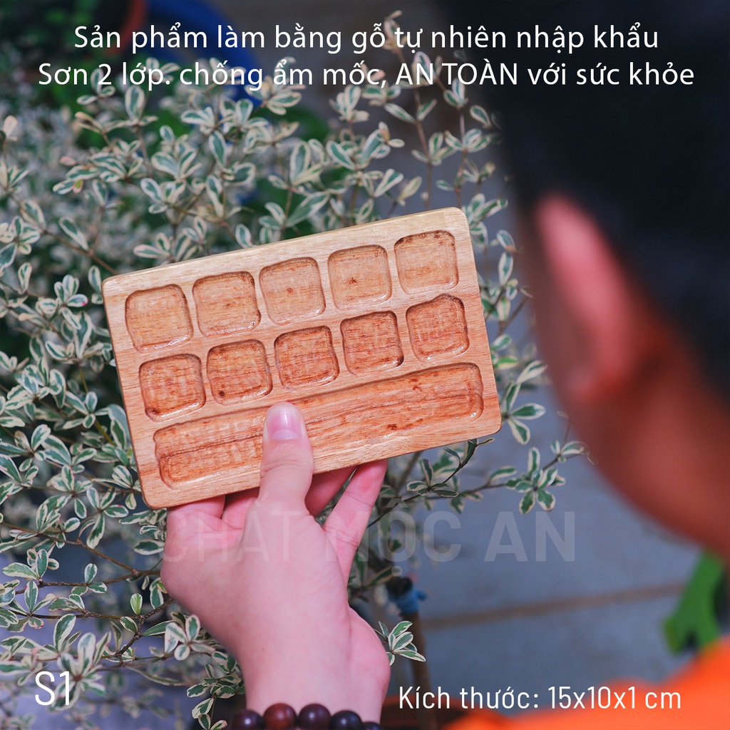 Khay Vẽ Gỗ, Khay Pha Màu Dùng Cho Màu Nước, Màu Acrylic Hàng Thủ Công Bền Đẹp