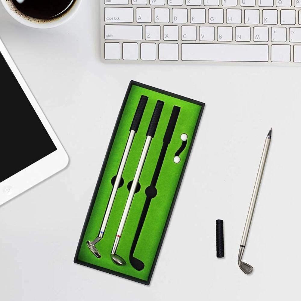 Subei 3 cái / bộ golf putter pen set golfers đóng hộp văn phòng phẩm quà tặng bút ký mực đen / đỏ / xanh câu lạc bộ golf bút gel