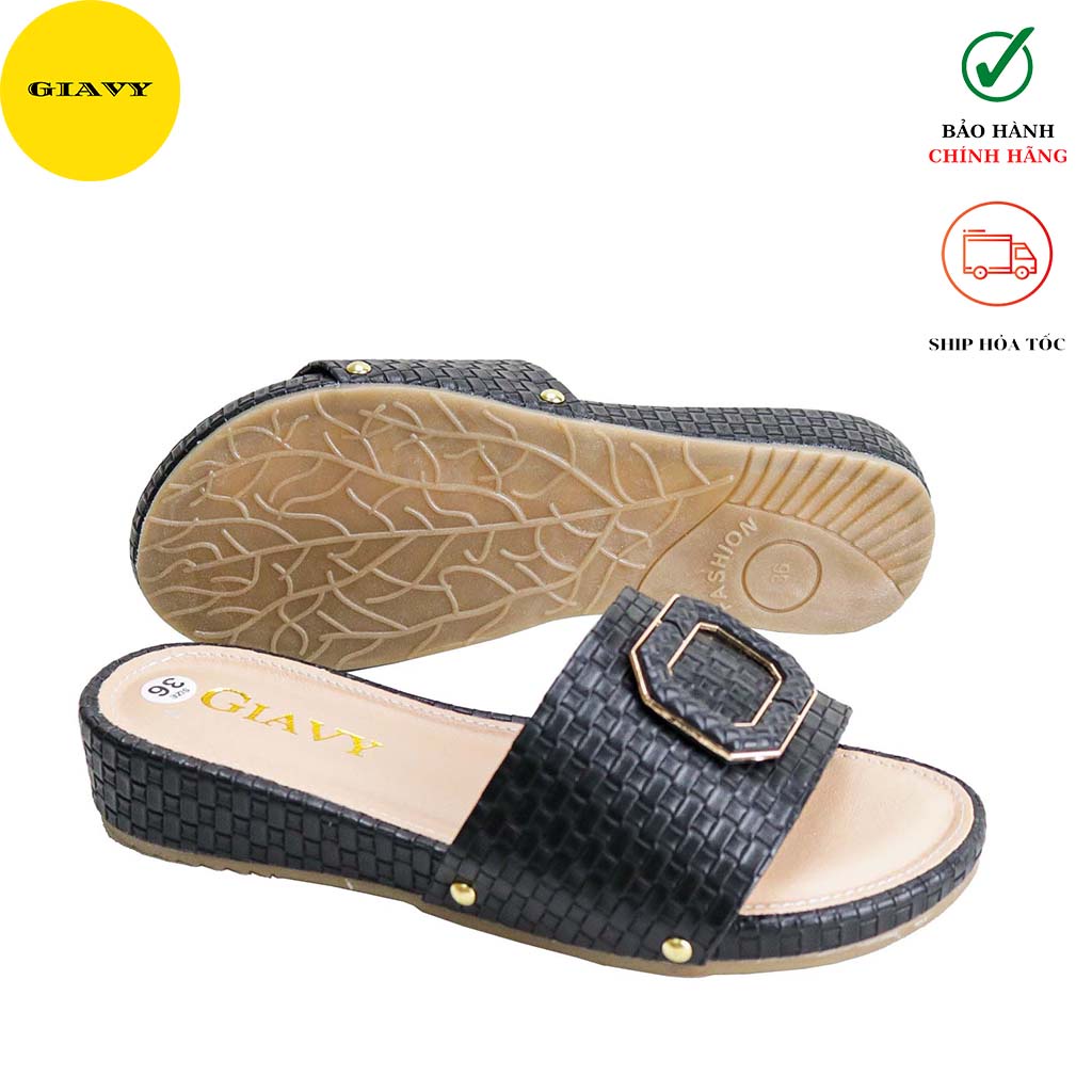 Dép nữ quai ngang khóa chữ H901  - GIÀY GIAVY