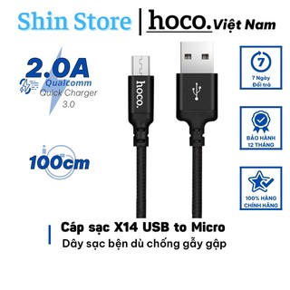 Cáp sạc nhanh 2.0a hoco x14, dây sạc micro độ dài 1m 2m -shinstore