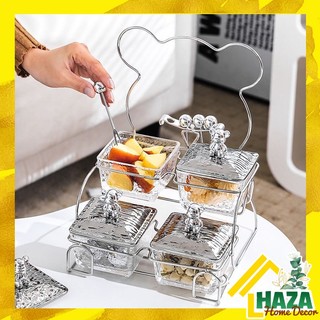 Hàng mới về - hỏa tốc trước tết khay hũ thủy tinh đựng mứt tết 2023 mẫu mới nhất - hũ mứt bearbrick decor [haza home dec