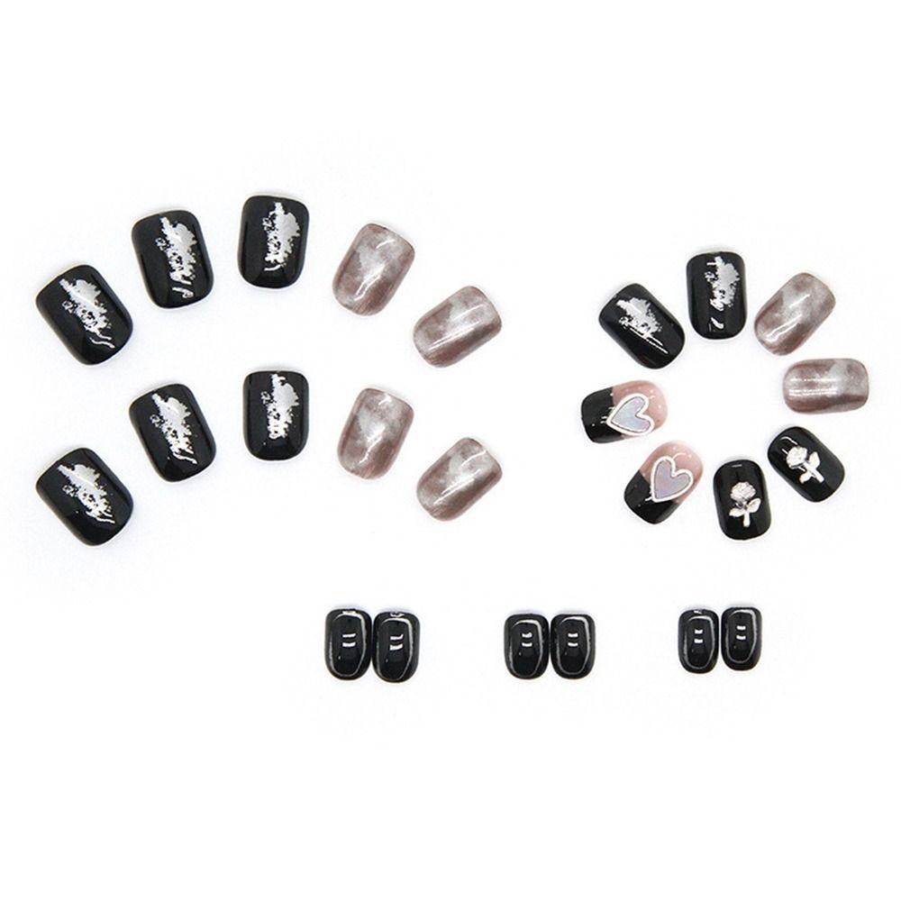 MELODG Bộ 24 Móng Tay Giả Bằng Kim Loại Dài Có Thể Tháo Rời