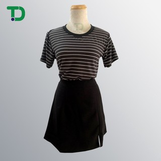 Áo Thun Nữ Và Nam Cổ Tròn Sọc Đen Trắng Dày Mềm Mịn Không Đổ Lông Form Rộng