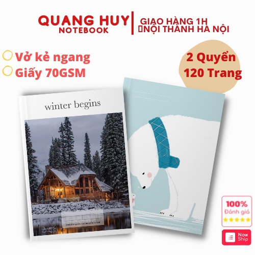 CB 2 Quyển vở học sinh 120 trang Quang Huy, Tập vở kẻ ngang giấy ghi chú dày dặn cấp 2, sổ tay b5 cute, vo hoc sinh