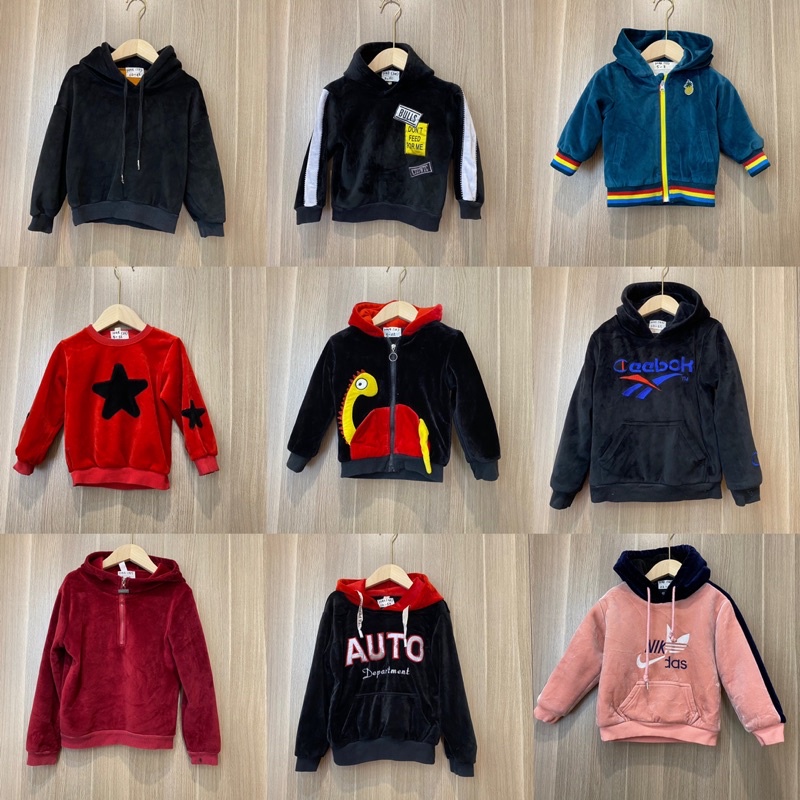 Áo khoác nỉ nhung, áo hoodie nỉ nhung cho bé trai bé gái hàng 2hand size 8-45kg
