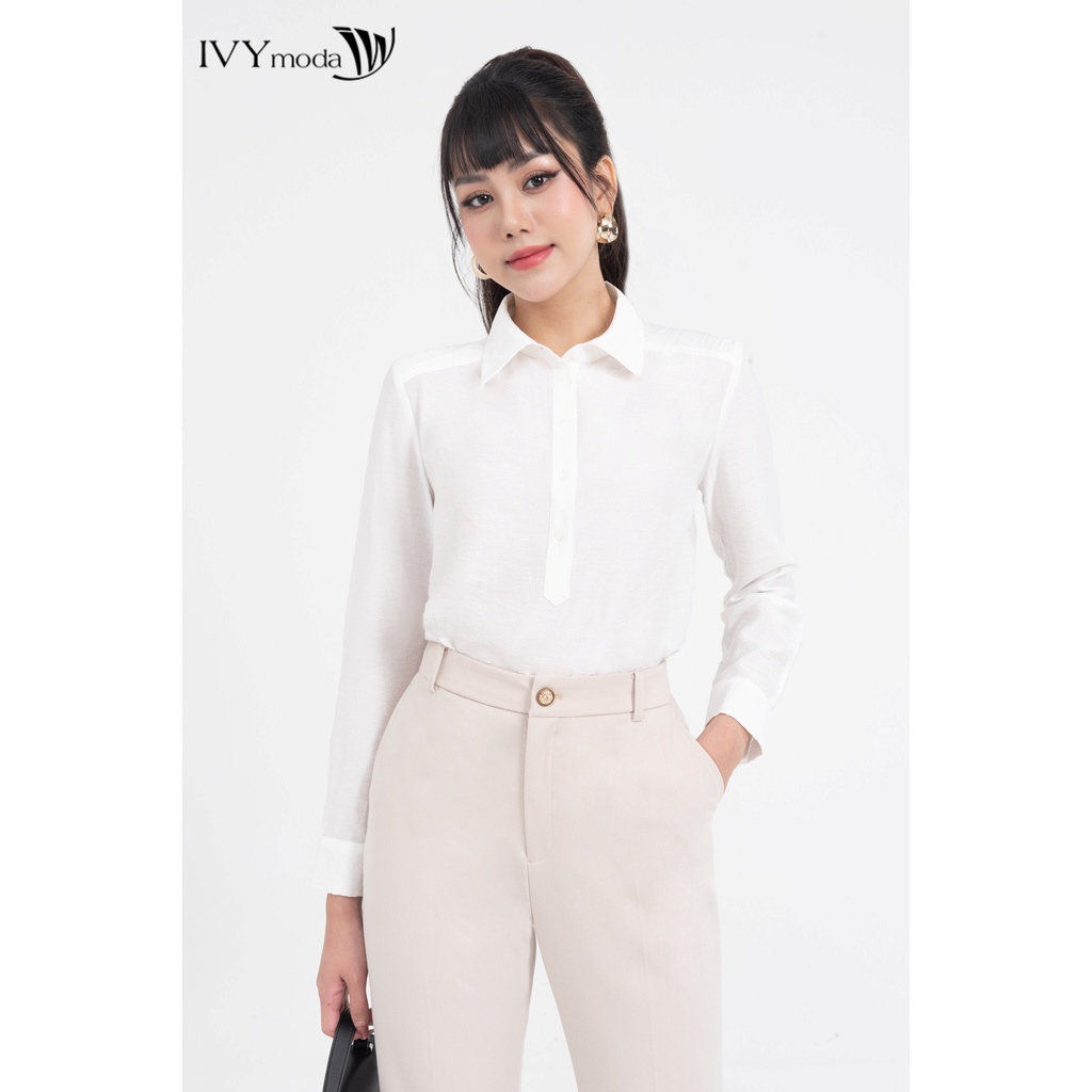 Áo sơ mi lụa dáng suông nữ IVY moda MS 17M8166