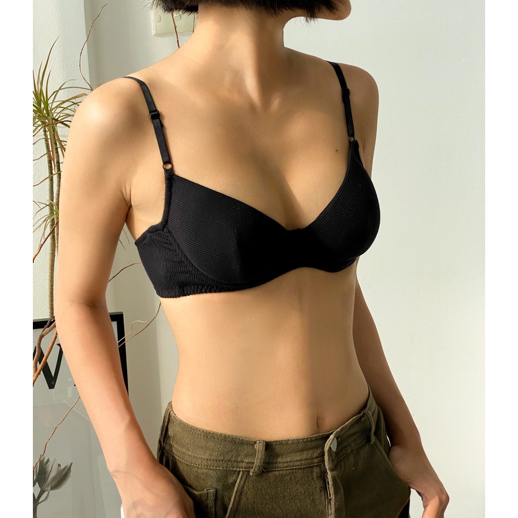 G02 BASIC SET Đồ Lót Có Gọng LEPONLEP Cotton Thun Gân Đen Trắng Xinh Xắn, Mềm Mại | BigBuy360 - bigbuy360.vn