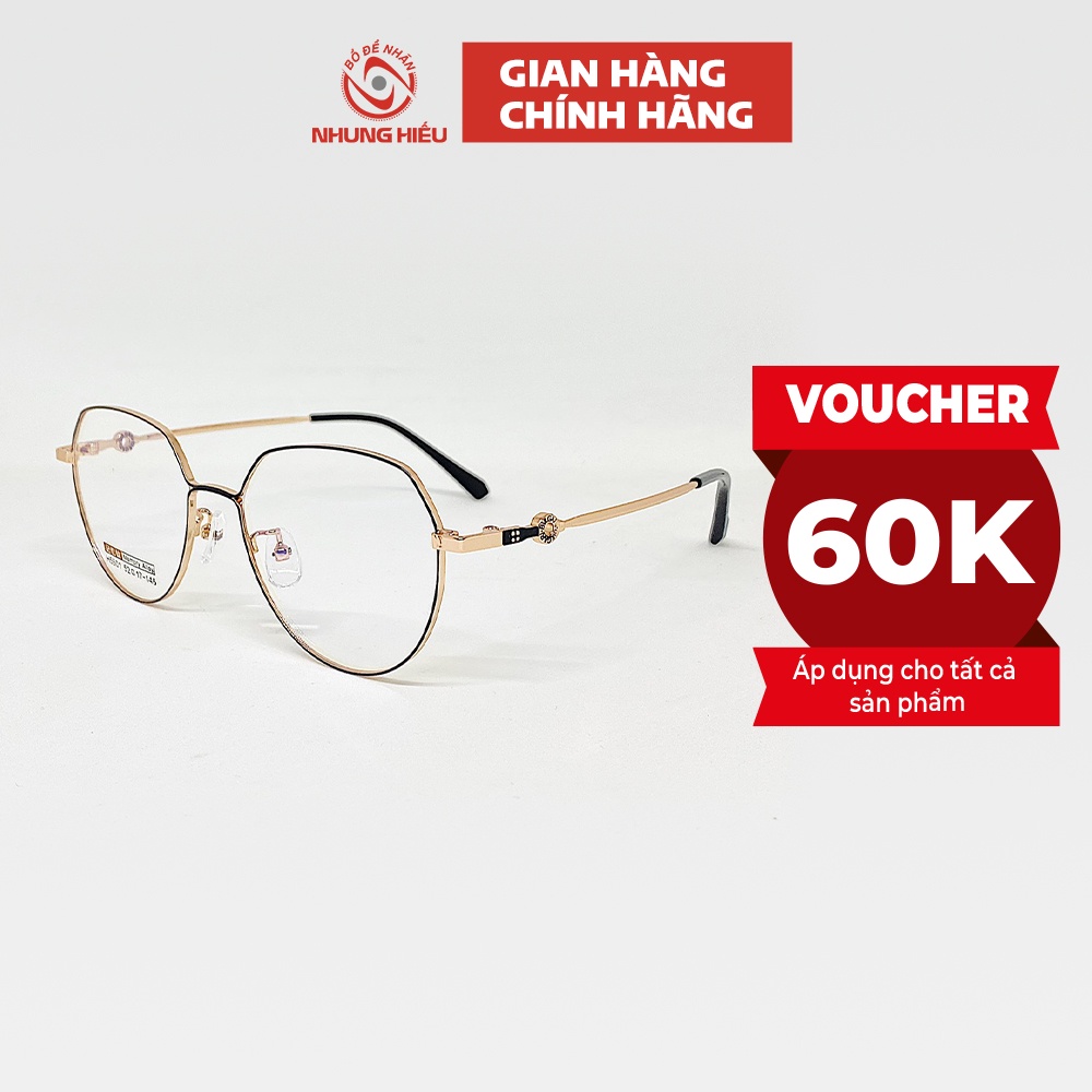 Gọng kính cận nữ NHUNG HIẾU mắt mèo ti tan nhẹ không gỉ cao cấp