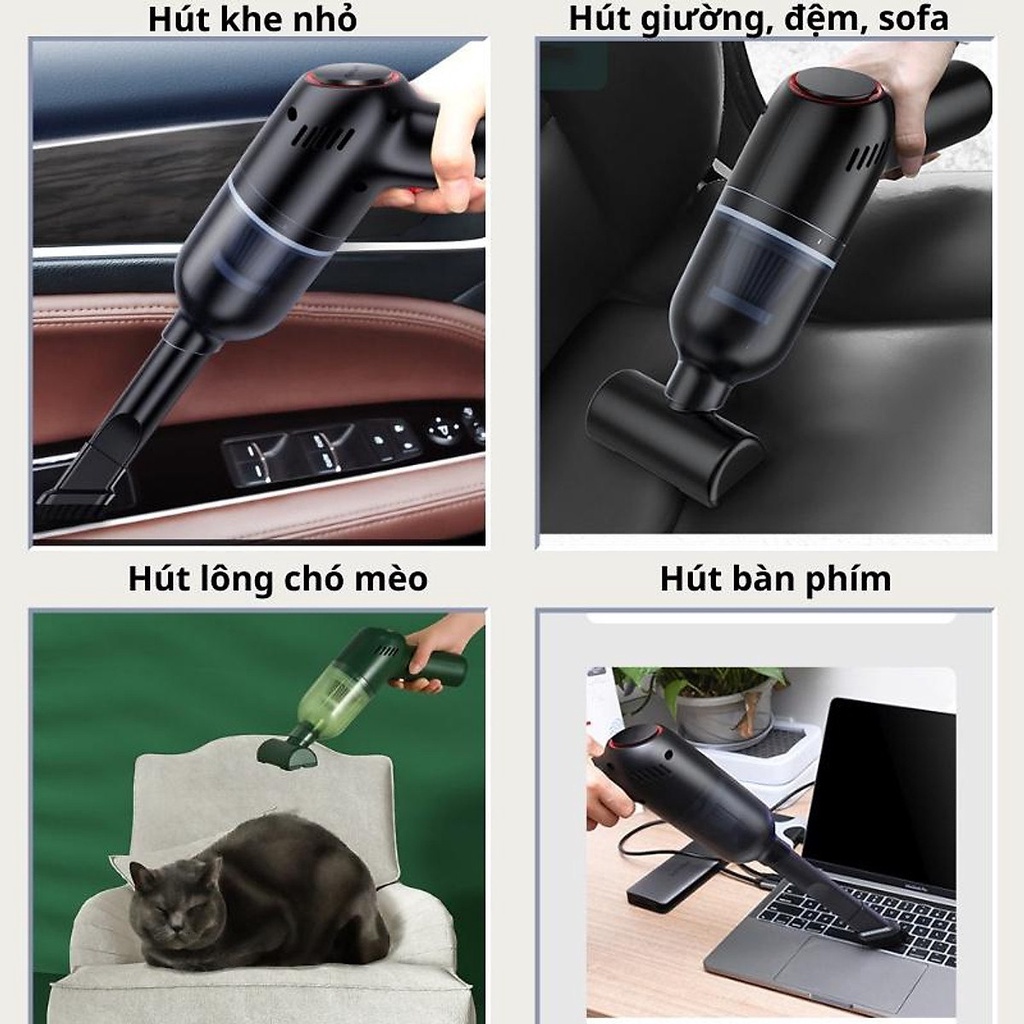 Máy hút bụi REKKY DẠNG SÚNG với lực hút cực mạnh 9000PA, hút sạch mọi loại bụi bẩn, nhỏ gọn tiện lợi, dễ vệ sinh