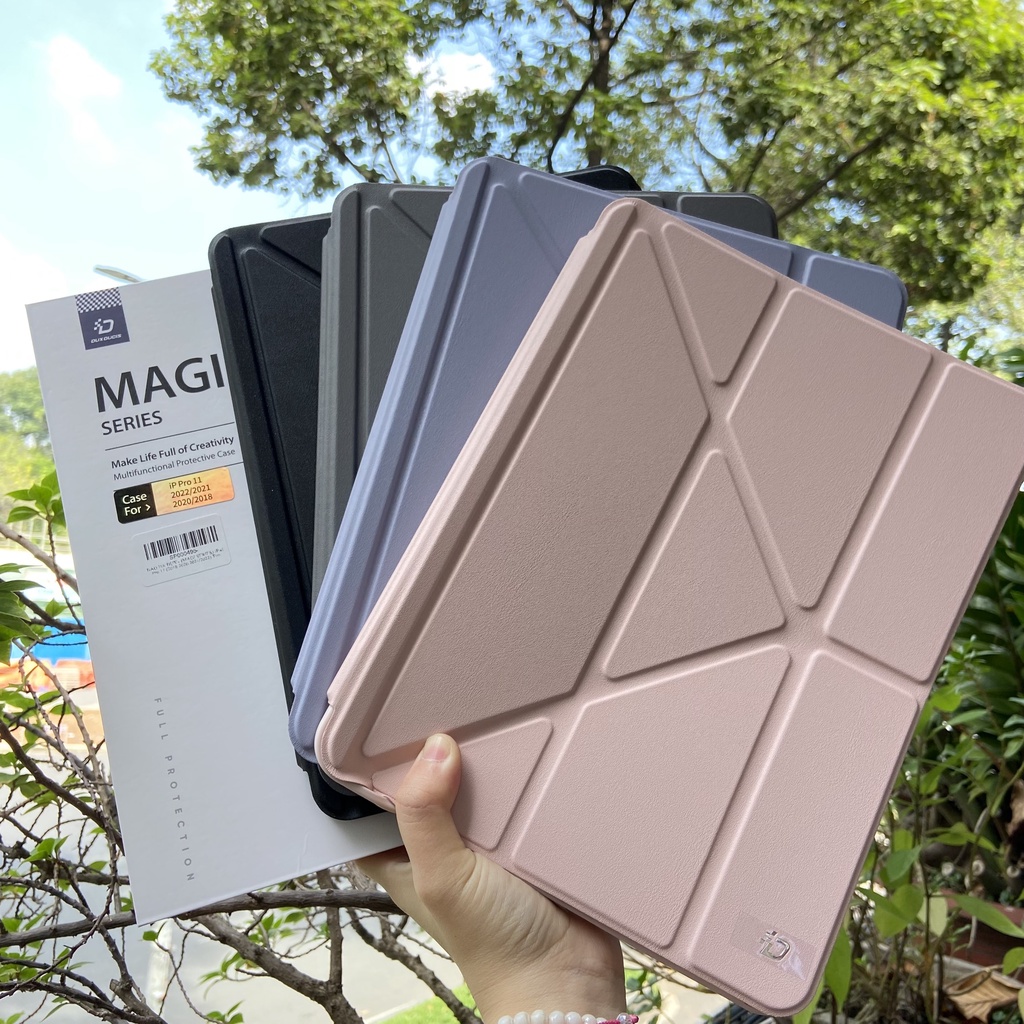 [Hỏa Tốc HCM] Bao da DUX DUCIS iPad Pro 11/ 12.9 inch (M2-2022/M1-2021/2020/2018) (MAGI SERIES) Có Khay Đựng Bút - Đen