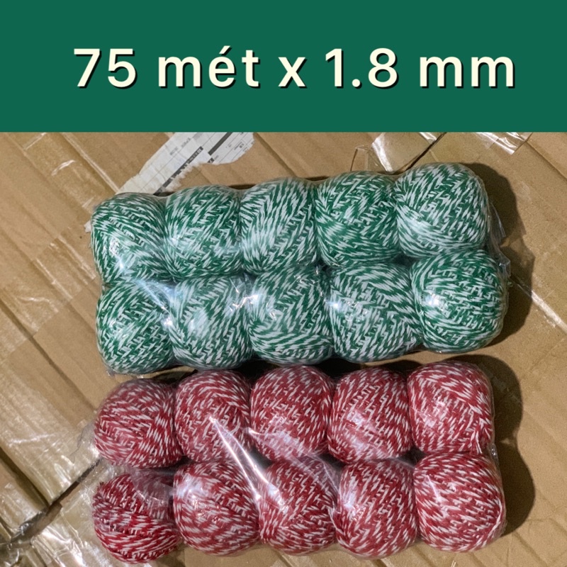 75m dây thừng sọc màu trang trí tết, giáng sinh, noel