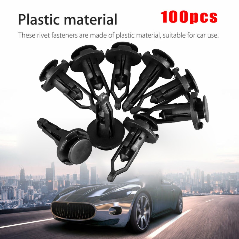 Set 100 Đinh Tán Nhựa Màu Đen 9mm Cho Xe Hơi
