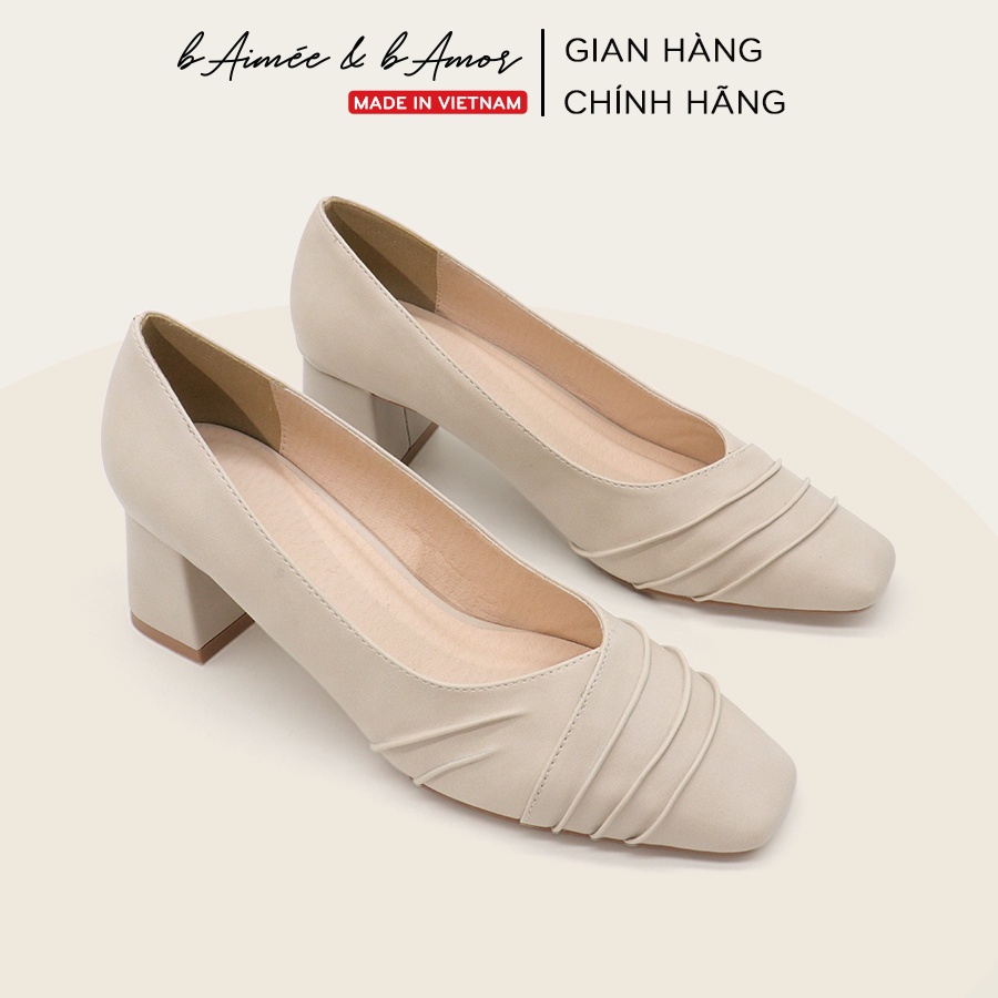 Giày cao gót nữ 5 phân Mina Pumps Heels dáng búp bê bít mũi đế vuông mũi vuông bAimée & bAmor - MS1704