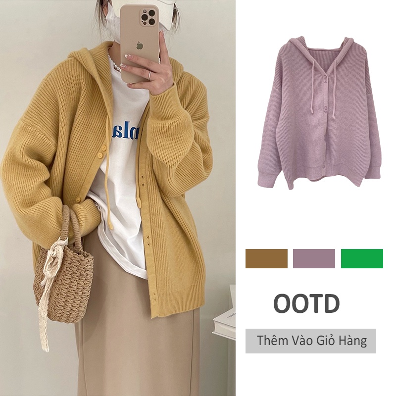 DIDIKA Áo Khoác Cardigan Dệt Kim Dáng Rộng Màu Trơn Thời Trang Mới