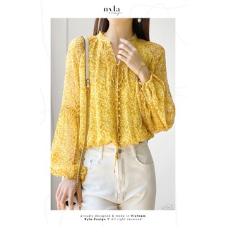 Áo voan hoa vàng thiết kế a358 by nyla