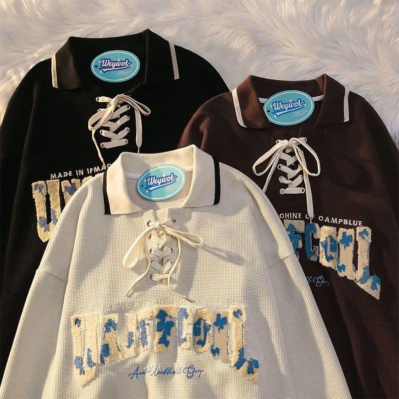 Áo Thun POLO Dài Tay Form Rộng Phong Cách Cổ Điển Thanh Lịch Dành Cho Nữ