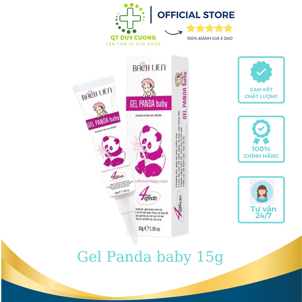 KEM GEL PANDA BABY LOẠI 15G CỦA BẠCH LIÊN, GIỮ ẨM, LÀM MỀM DA, CHỐNG HĂM DA, NGĂN NGỪA DỊ ỨNG, AN TOÀN CHO DA EM BÉ