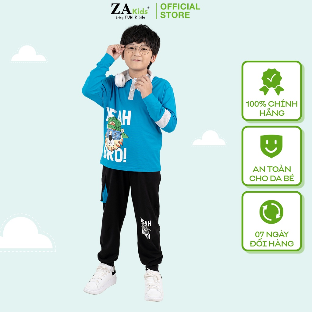 Bộ Quần Áo Thun Tay Dài Cổ Bẻ Bé Trai (3-10 Tuổi) ZAKids ZA22030TD