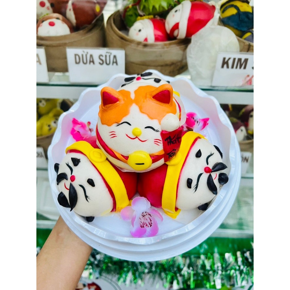 Bánh bao tạo hình Mèo Chiêu Tài, nhận lộc quanh năm