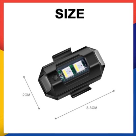 Đèn Nhấp Nháy Cảnh Báo Gắn Xe Máy Kiểu Máy Bay Điều Khiển Từ Xa Có Thể Sạc Lại