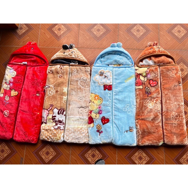 Chăn ủ sơ sinh 0-1 tuổi có khoá kéo