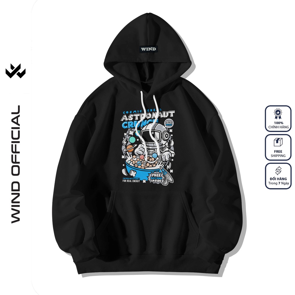 Áo hoodie unisex form rộng WIND nỉ bông PHG CRUNCH thời trang thu đông nam nữ oversize