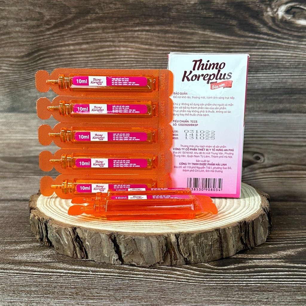 Siro cho bé THIMO KOREA PlUS SỮA NON hỗ trợ hấp thụ tốt hơn, ăn ngon, ngủ tốt, tăng cường sức đề kháng - Hộp 20 ống