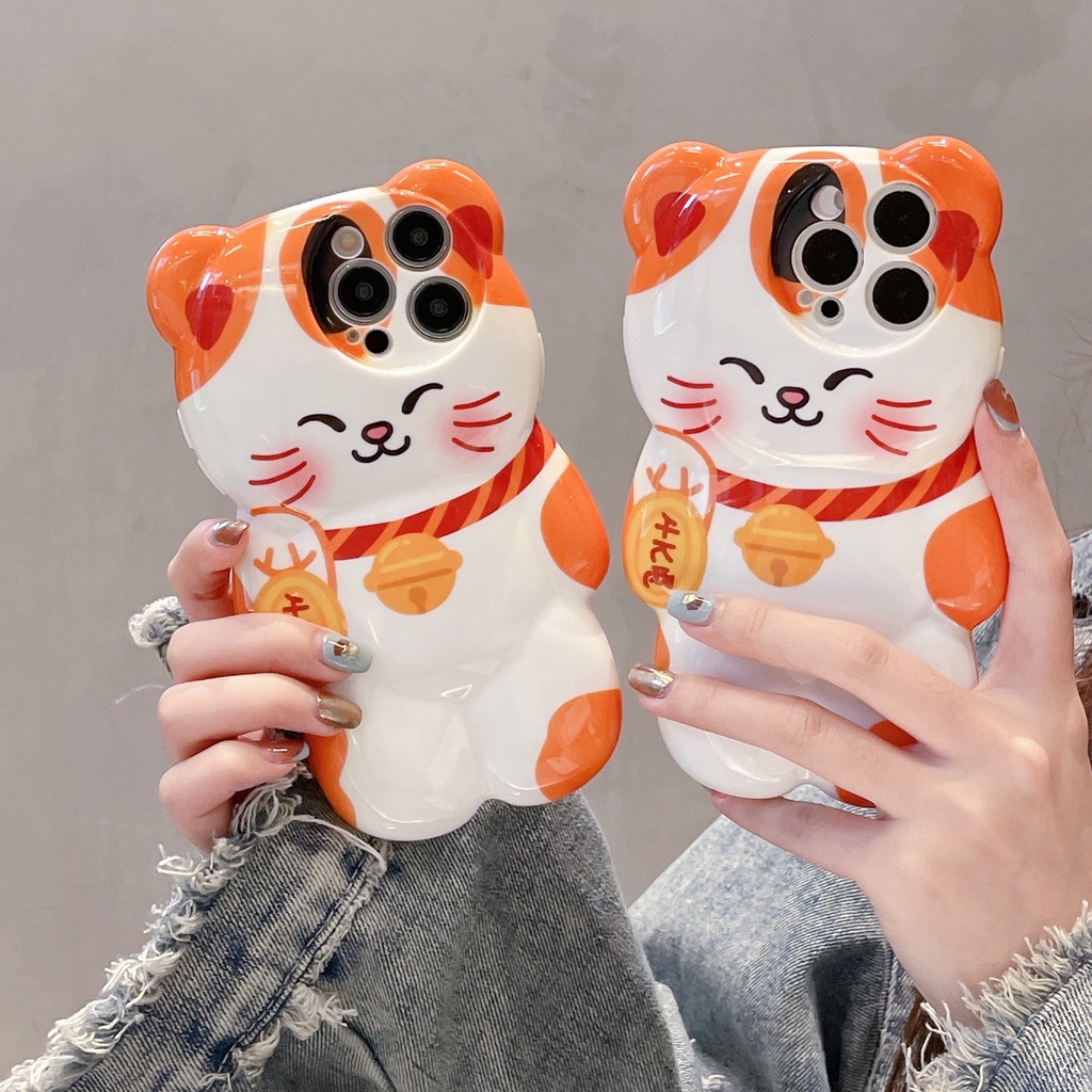 Ốp Lưng Hình Mèo Cầu Tài Nhiều Mẫu Mã Cho Điện Thoại iPhone X Xr Xsmax 11 12 13 14 15 Pro Max