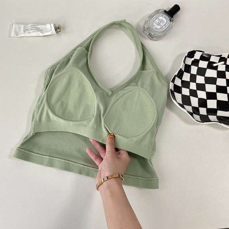 NRVP Áo tank top co giãn có đệm lót xinh xắn cho nữ