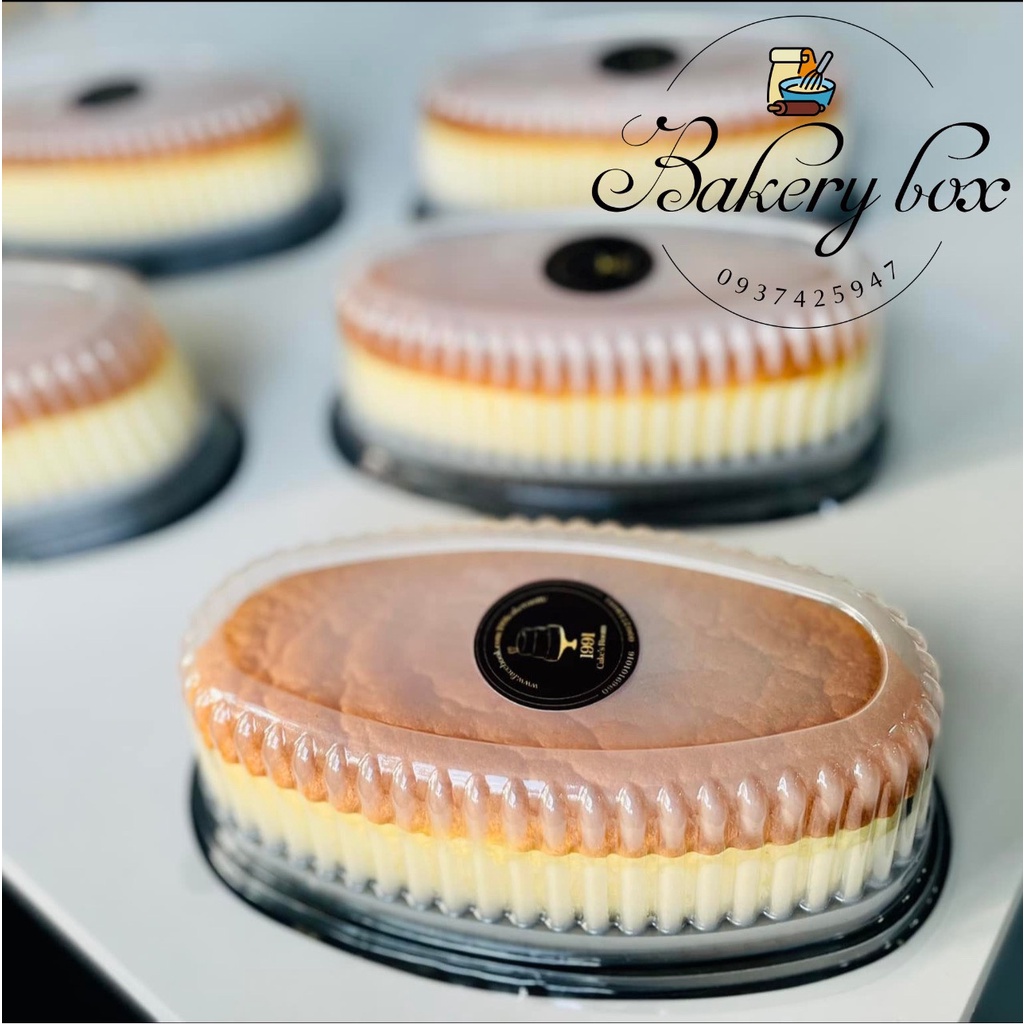 Hộp Oval Đế Đen Đựng Flan Cheese, Bánh Mì Hoa Cúc