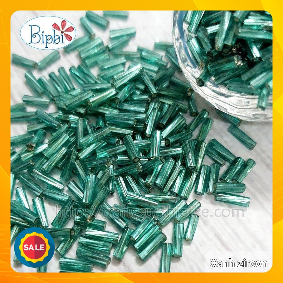Hạt cườm ống xoắn xanh zircon