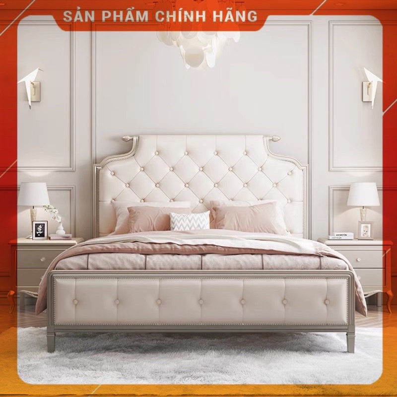 Combo Phòng Ngủ Tân Cổ Điển: Giường Gỗ Tự Nhiên, Bàn Trang Điểm và Tab Đầu Giường Sơn Đồng CiNi Home