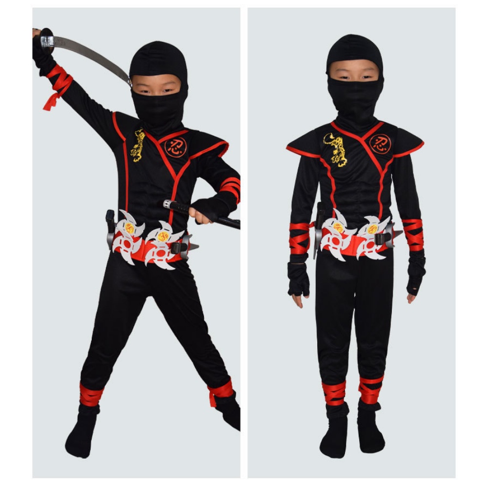 Bộ Đồ Hóa Trang Chiến Binh Ninja Màu Đen Phong Cách Nhật Bản Cho Bé